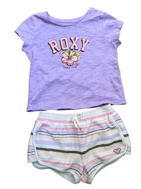 Roxy Lavender Tee with Pastel Stripe Shorts